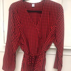 plaid blouse with elastic waist